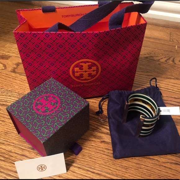 Tory Burch multicolor tortoise shell/gold cuff - Picture 2 of 3